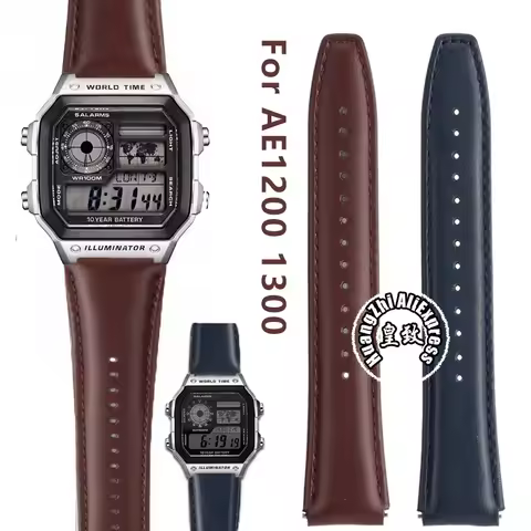 Cowhide watch strap For Casio AE1200 AE1300 A159W-N1 A158WA A168 Men Vintage small square quick rele