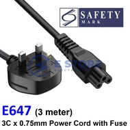 3 Meter Electrical Wire Standard BS-1363-1 IEC-60320-C5 - E647/3M