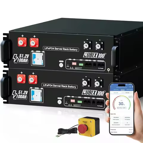 48V 200Ah LiFePO4 Battery (2 Pack 100Ah), Bluetooth, UL9540/UL1973/CEC Listed & 10.24kWh, Custom