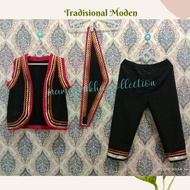 Baju Tradisional Sarawak Borneo Baju Tradisional Moden Bidayuh Dayak set 3in1 Kanak Kanak