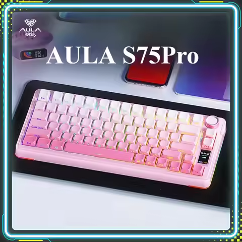 AULA S75Pro Gaming Keyboards Hot Swap RGB Gasket PBT Keycap Wireless Tri-Mode Custom Mechanical Keyb