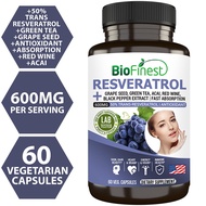 Biofinest Resveratrol 1200mg Supplement - Antioxidant Acai Grape Seed Green Tea - Anti Aging Skin Be