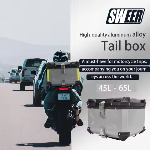 SWEER Motorcycle aluminum alloy trunk side box waterproof trunk 45L 55L 65L universal