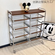 Snacks Living Room Floor Rack Kitchen Retro Wheeled Rack Storage Rack Household Trolley Medieval Mob