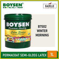 ◳ ◿ ◈ Boysen Color Series Permacoat Semi-Gloss Latex Paint Winter Morning B7502- 1 Liter