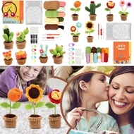 6Pcs Crochet Starter Kit Complete Potted Plant Crochet Kit Cute Crochet Knitting Kit Colorful Croche