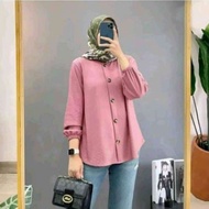 Modern long-sleeved teenage top made of cringcle airflow/blous material Wanita atdan long-sleevedPOL
