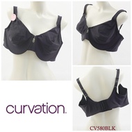 CURVATION Women's Full Cup Underwire Bra BIG Size 44D 44DD Black Non-Padded Underwear CV580BLK