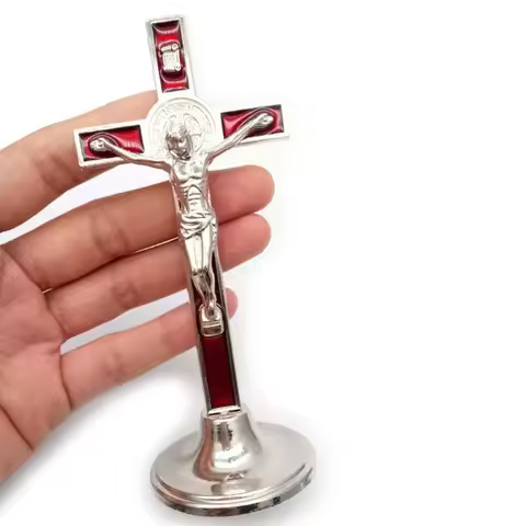 Cross Crucifix Stand Christ Catholic Jesus Statue Figurine Religious Prayer Church Decoration Car Ho