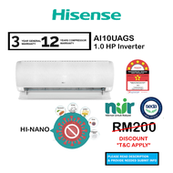 (SEDA) Hisense 1.0HP / 1.5HP R32 Inverter Air Conditioner HI-NANO Air Cond Penghawa Dingin