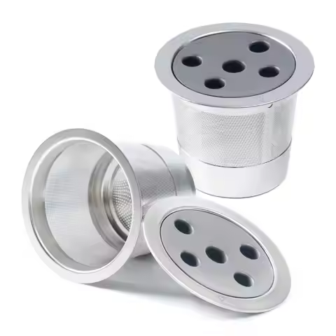 Update Reusable K Cups For Keurig Refillable Five Holes K Cups With Adapter For Keurig (Plus) Coffee