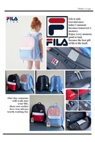 FILA ～小學生書包雙肩包背包🎒顏色：粉藍色/黑紅色