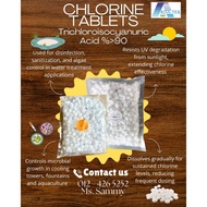 1 KG - CHLORIN TABLETS / TRICHLOROISOCYANURIC ACID %>90 / MENGAWAL ALGAE / MENGAWAL PERTUMBUHAN MIKR