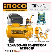 INGCO INDUSTRIAL 2.5HP/50L Air Compressor AC25508P w/ 5Pcs Ait TOOLSET & FREE TOOLSET