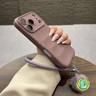 Cute Phone Case With Faux Fur Pom-pom Strap For Realme C73 C71 C67 C65S C63 C61 C55 C53 C51 C35 P4 P