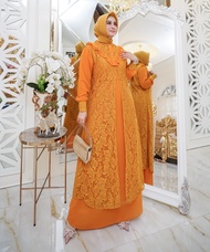 Gamis Ceruti Set Outer Brukat Malika Maxi