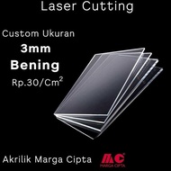 Akrilik Custom Lembaran Tebal 3mm Bening LASER CUTTING