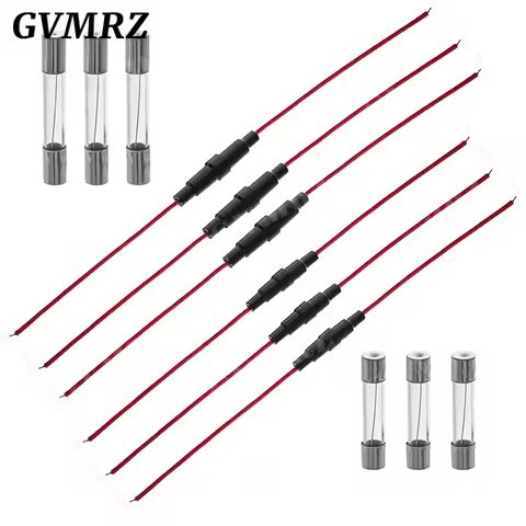 5PCS 5*20mm 6*30mm Glass Fuse Holder Screw Type 5X20mm with 22AWG Wire Cable 250V 5X20MM Glass Fuse