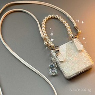 For Motorola RAZR 60 Ultra 5G Hard Case Moto RAZR60 Luxury Shell Pattern Side Buckle Chain Strap