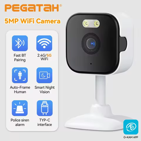 5MP HD Indoor Security Camera with Color Night Vision, Human Detection, 2-Way Audio, 2.4G/5G WiFi, C