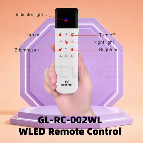 GLEDOPTO WLED Remote Control ESP Now 7 Group Preset Scenes 2.4GHz WiFi Wireless 50M Distance On OFF 