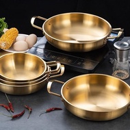 Korean stainless steel instant noodle pot Single hot pot Golden pan with two ears Gas soup pot seafood pot