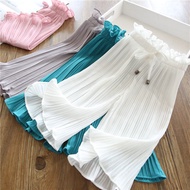 Girls' pants summer new children's Chiffon casual pants 7-point mosquito proof pants pleated wide le