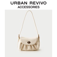 URBAN REVIVO ใหม่ อุปกรณ์เสริมสุภาพสตรี จีบใต้วงแขน กระเป๋า AW09BG3X2000 Ivory white