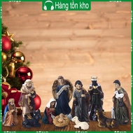 WIN 11pcs Jesus Nativity Scene Statue Christmas Manger Decorations Set Resin Figurines for Home Holi