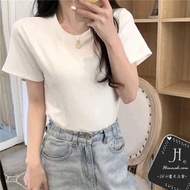 Plain Round Neck Fitted T (3 Colors) [203] Korean Style INS Spring Summer Casual Versatile Solid Col