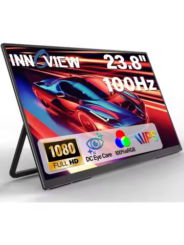23.8" 1080P Portable Monitor, FHD 100HZ 100% SRGB IPS USB-C HDMI Large Work Home Gaming Second Monit