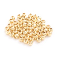 1Bag 304 Stainless Steel Beads Hollow Round Golden 3x2.5mm Hole: 1.2mm