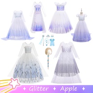 Frozen 2 Elsa Costume Cosplay White Dress For Baby Girl Princess Gown For Kids Halloween Christmas Blue Purple Outfit Set