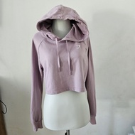 GYMSHARK Crop Top Hoodie Sports Gym Purple Long Sleeve