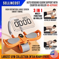 SellinCost Multifunctional Premium Ab Roller with Elbow Support Meter Counter Rebound Retractable Plank Extra Silent Exercises Six Pack Core Slimming Abs Workout  Abdominal Fitness Equipment Free Anti Slip Knee Mat Alat Senaman Kempiskan Perut ACP888C