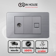 Tenko wall-mounted TV socket with lan network, rectangular face, high-quality alloy type TK-C7-075