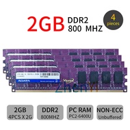 8GB 8G 4X2GB DDR2 800Mhz PC2-6400U CL6 240Pin แรมคอมพิวเตอร์เดสก์ท็อปสำหรับข้อมูลใหม่