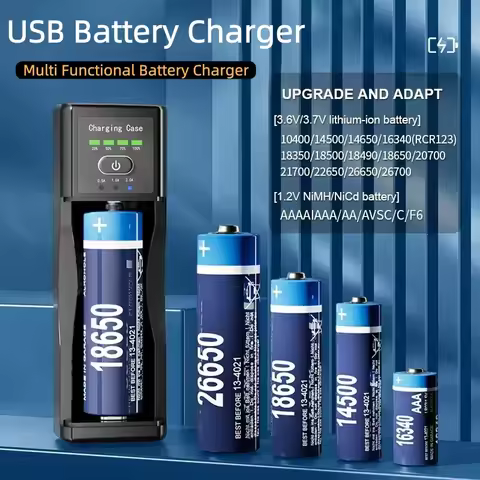 USB Lithium Battery Single Slot Smart 2A Charge Battery Charging Box Suitable for 3.6V/3.7V Li-Ion B