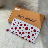 LV 紅色波點白色長銀包  I570NY
