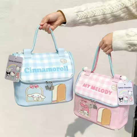 Kawaii Hello Kitty Bento Bag Sanrio Cartoon Kuromi My Melody Bento Box Handheld Bag Special Lunch Wa