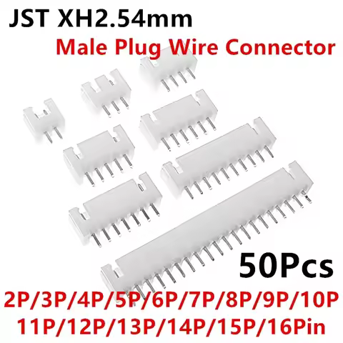 JST XH2.54 2/3/4/5 Pin Terminals Plastic Shell Male Plug Wire Connector XH 2.54 2P 3P 4P 5P 6P 8P 10