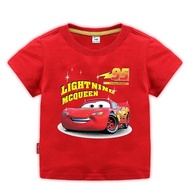 Summer Kids Tees Boys Cartoon Lightning McQueen Cars Cotton Short Sleeve T-Shirt Tee Tops Clothing C