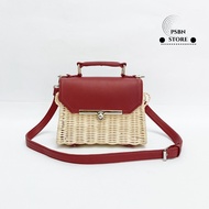PSBN - Pequena Rattan Bag Tas Rotan Tas Wanita Selempang Sling Bag tas bahu cewe tas kekinian unik h
