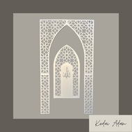 Mihrab Mini Surau Solat Home Rumah Islamic Pattern Wall Dinding 3D Laser Decoration White Colour