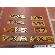 Premium embossed letters: VXL; TXL; VXS; VXR; GXR; VX; V6; V8; 5.7 Land Cruiser car stickers