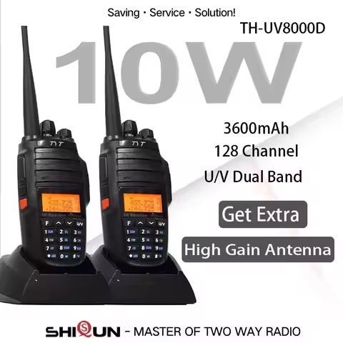2PCS TYT TH-UV8000D Walkie Talkie 10 KM Dual Band VHF UHF 10W Radio 10 km 3600mAh Cross-band Repeate