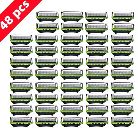 4-48 PCS Stainless Steel Blade Sharp 5 Layer Safety Razor for Fusion Manual Razor Blades Replacement