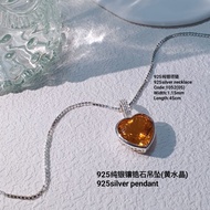 925 Sterling Silver Inlaid Zircon pendant (Citrine)/925silver pendant