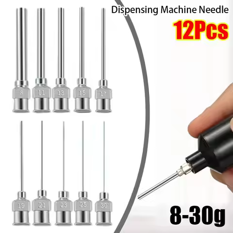 12Pcs Stainless Steel Dispensing Machine Needle 8G-30G Fluids Metal Industrial Glue Injection Needle