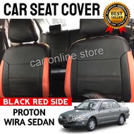 Proton Wira Seat Cover PVC Leather Black Red Side Cushion